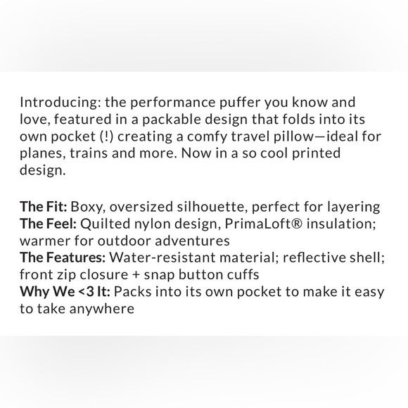 Free People Pippa Printed Packable Puffer Jacket Size  Small Polar Bear NWT - Picture 7 of 17